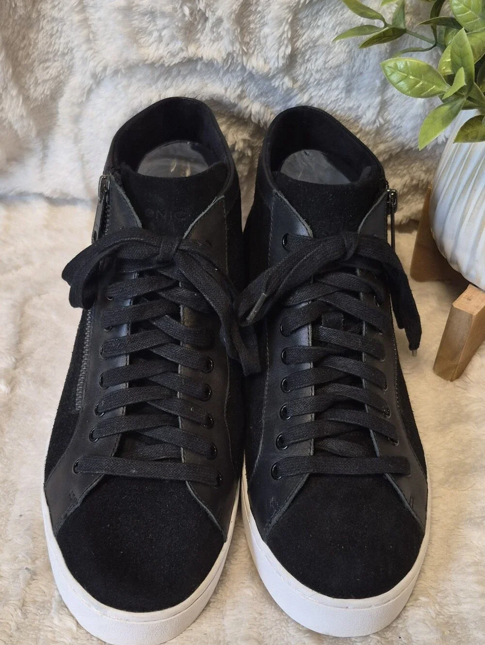 Vionic Splendid Torri Black Leather High Top Sneaker Shoes Women's Size 9.5